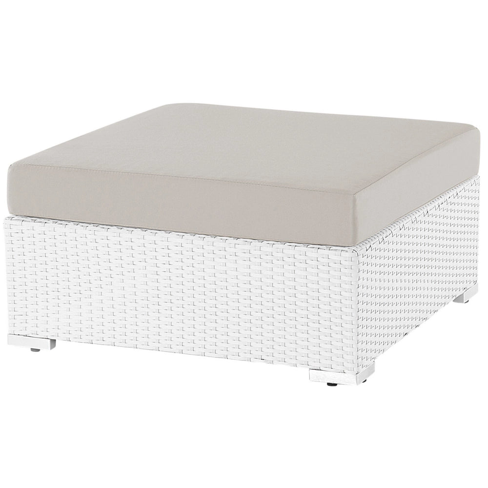 Set di divani da giardino in 2 pezzi bianco con cuscini beige Tavolino da caffè angolare a 5 posti