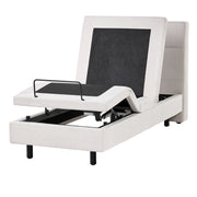 Letto singolo Tessuto beige chiaro Elettrico 80 x 200 cm regolabile tramite telecomando Rivestimento in ciniglia