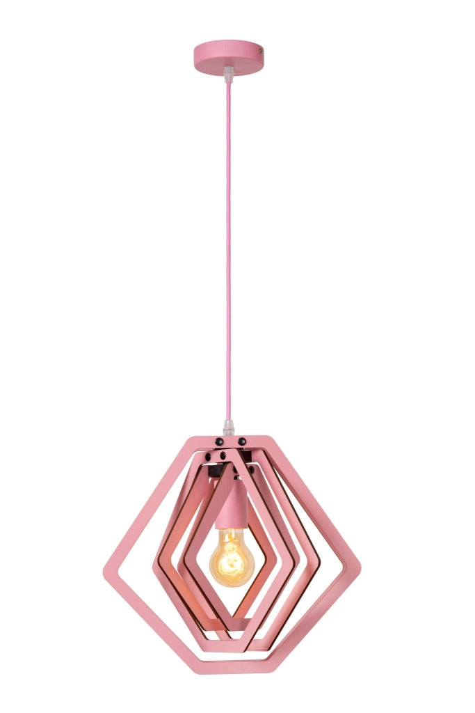 Lampada a sospensione MAURO rosa geometrica E27 Lucide