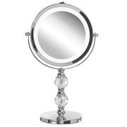 Specchio da tavolo double face per trucco a LED metallo argento ø 13 cm 1x / 5x