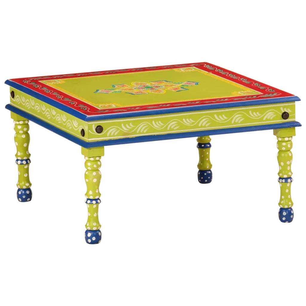 Tavolino Salotto Verde Dipinto a Mano Legno Massello di Mangocod mxl 80730