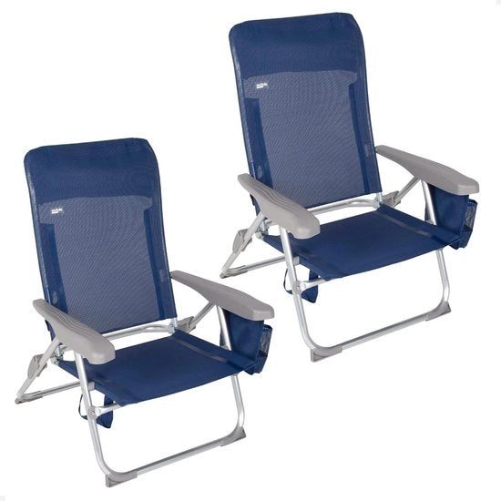 Set di sedie da spiaggia 2 pezzi pieghevoli e compatti con diverse posizioni comprensivo di cuscino e borsa - Dimensioni: 47 x 58 x 87 cm
