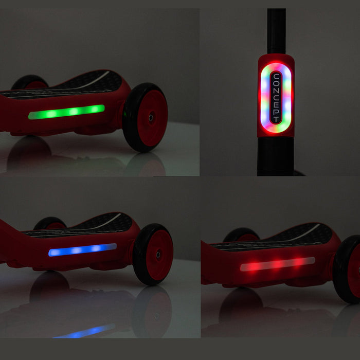 Monopattino Elettrico Deluxe a 3 Ruote 67x32x69 cm Luci LED RGB Casco e Protezioni Incluse Rosa