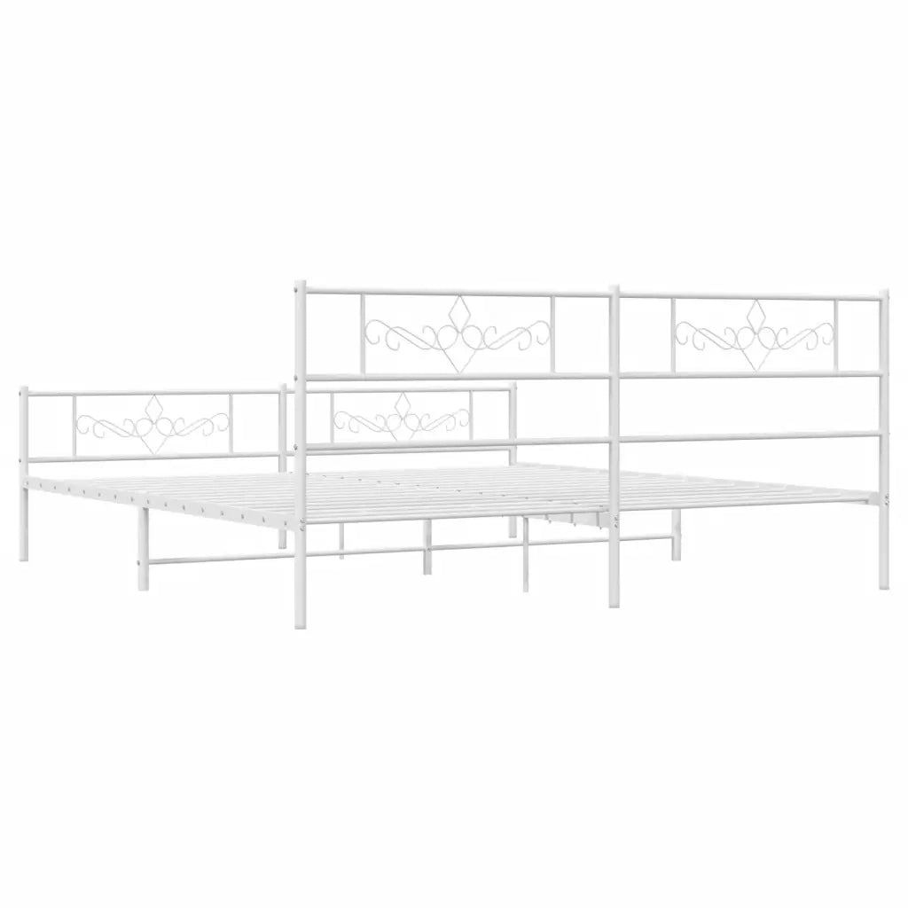 Giroletto con Testiera e Pediera Metallo Bianco 200x200 cm 355341