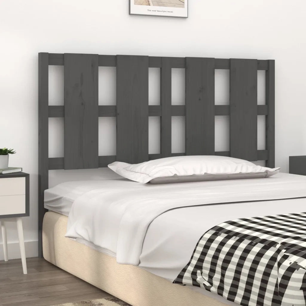 Testiera | Testata per Letto Grigia 125,5x4x100 cm Legno Massello di Pino