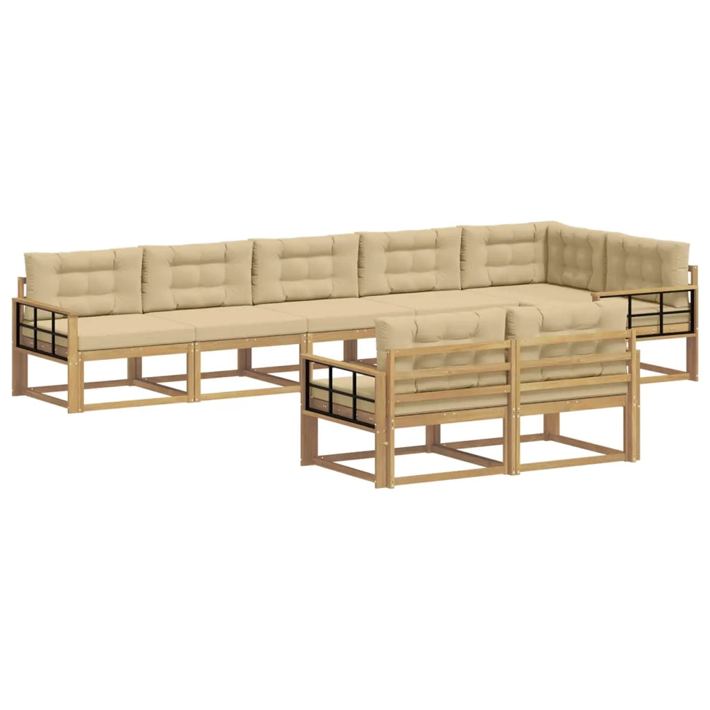 Set di divani da esterno 6 pz Bianco e Beige Poliestere 3386632