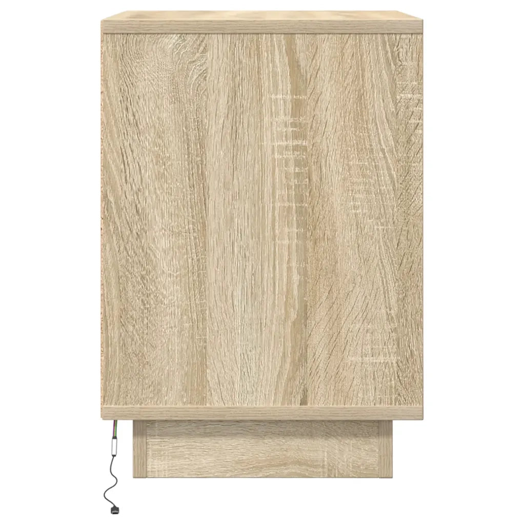 Comodino | Armadio da Notte | Mobiletto da notte con Luci LED Rovere Sonoma 38x34x50 cm