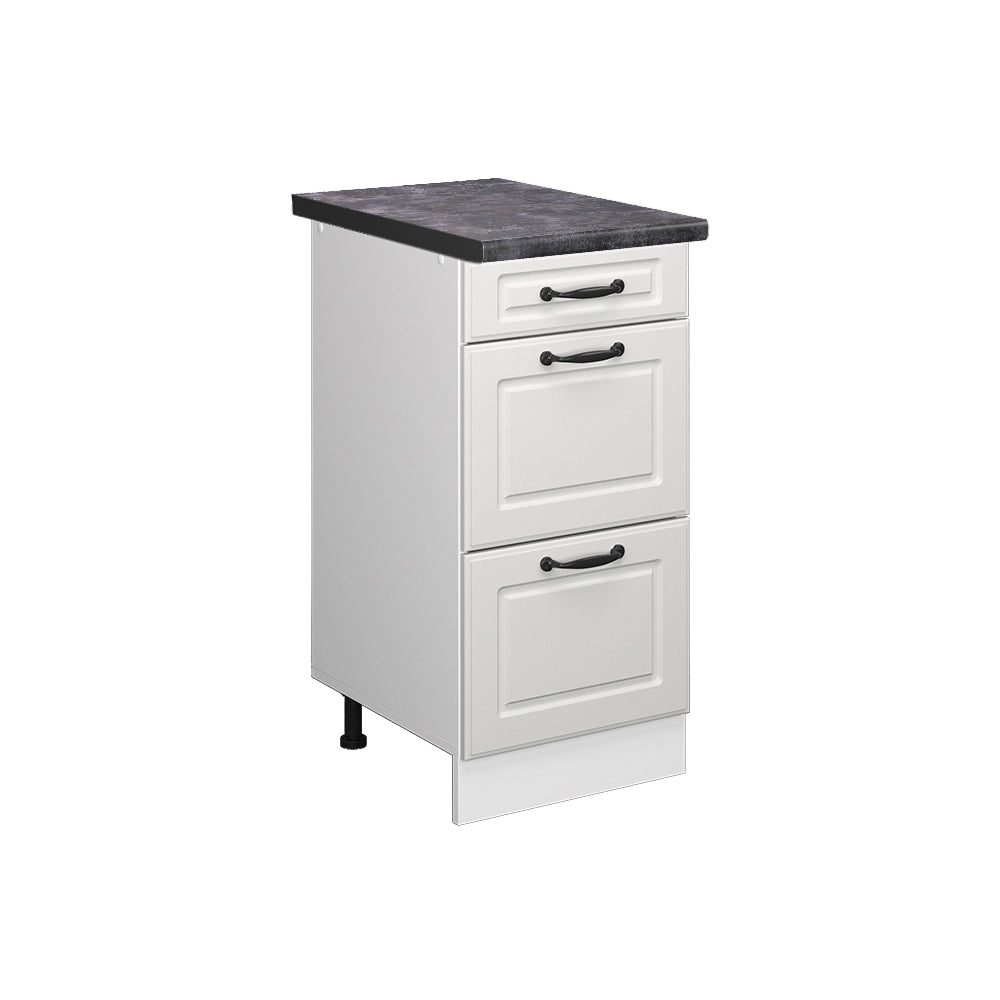Vicco Mobiletto base per cucina Bianco casa di campagna 40 cm con cassetti, PL Antracite