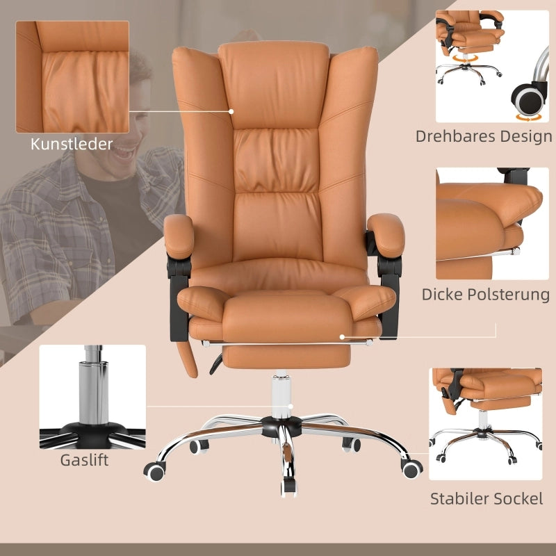 SEDIA UFFICIO Massaggio e Riscaldamento 64x70x110-118 cm Marrone