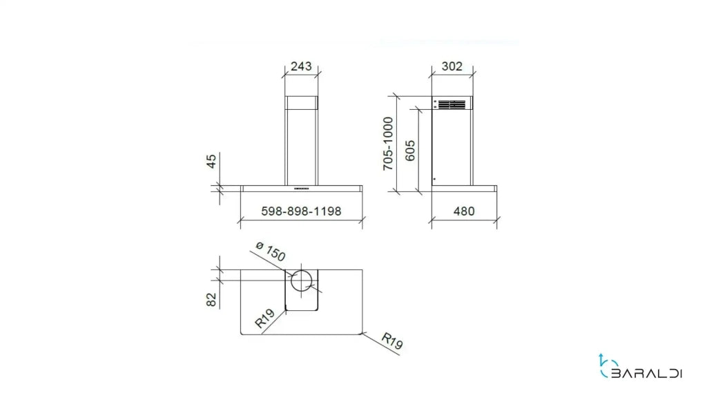 Cappa a parete DEA cm 120 - Inox - 900 m3/h