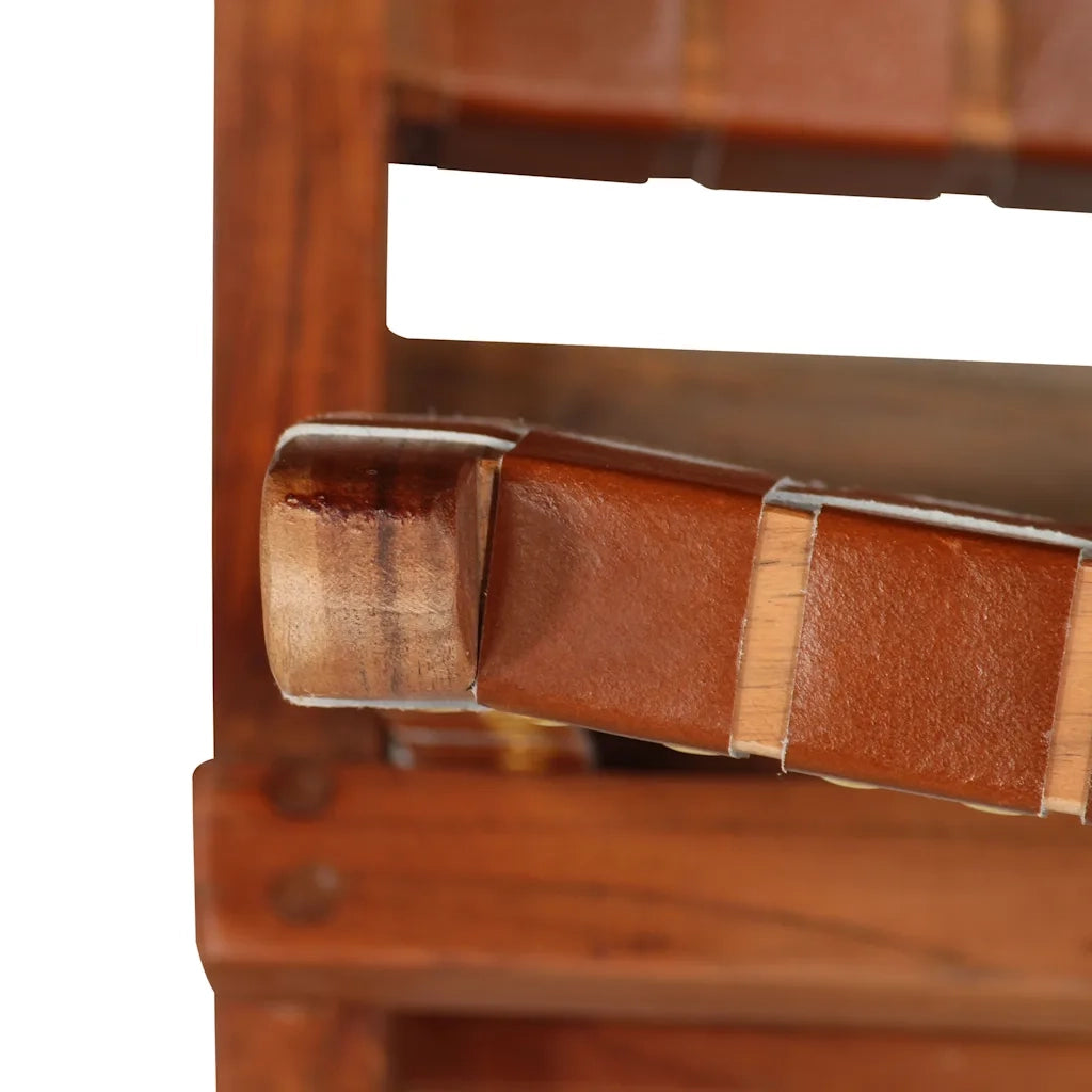Sedia Pieghevole a Strisce Incrociate Marrone in Vera Pelle CFW8736578