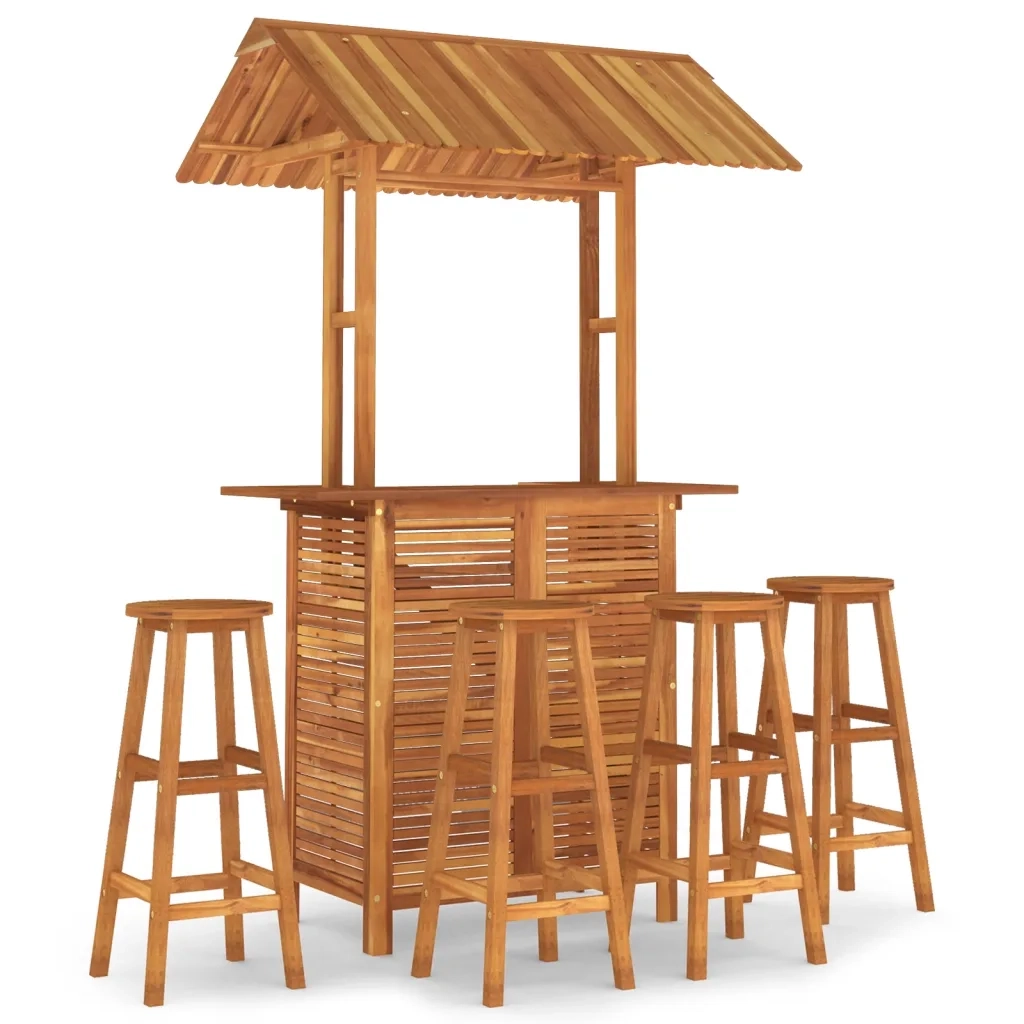 Set da Bar per Giardino 5 pz in Legno Massello di Acacia