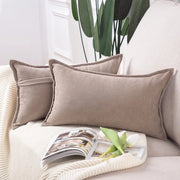 Set di 2 cuscini di protezione corti in chenille, copertura morbida per cuscino da divano, copertura morbida per cuscino da letto, luce taupe, 40 x 80 cm, rettangolare
