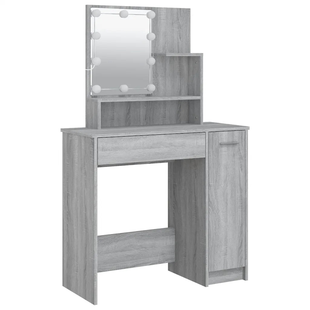 Toeletta | Tavolo da Trucco con LED Grigio Sonoma 86,5x35x136 cm