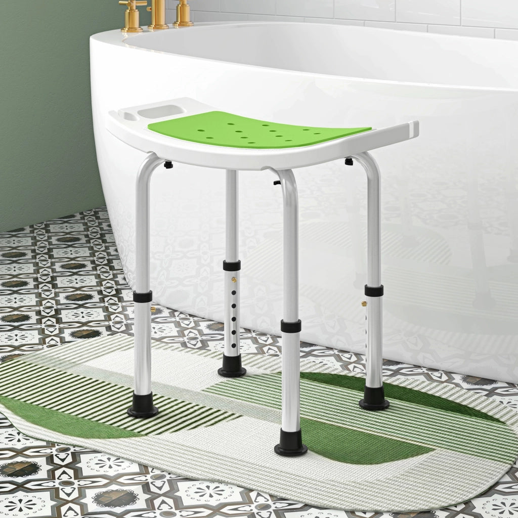 Sgabello da Doccia ¨C zephmum ¨C Lega di Alluminio, Plastica Antiscivolo, Verde, Altezza Regolabile 39-52cm