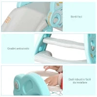 Scivolo per Bambini da 18 Mesi Pieghevole con 3 Scalini e Canestro Basket, 140x87x75cm, Blu e Grigio