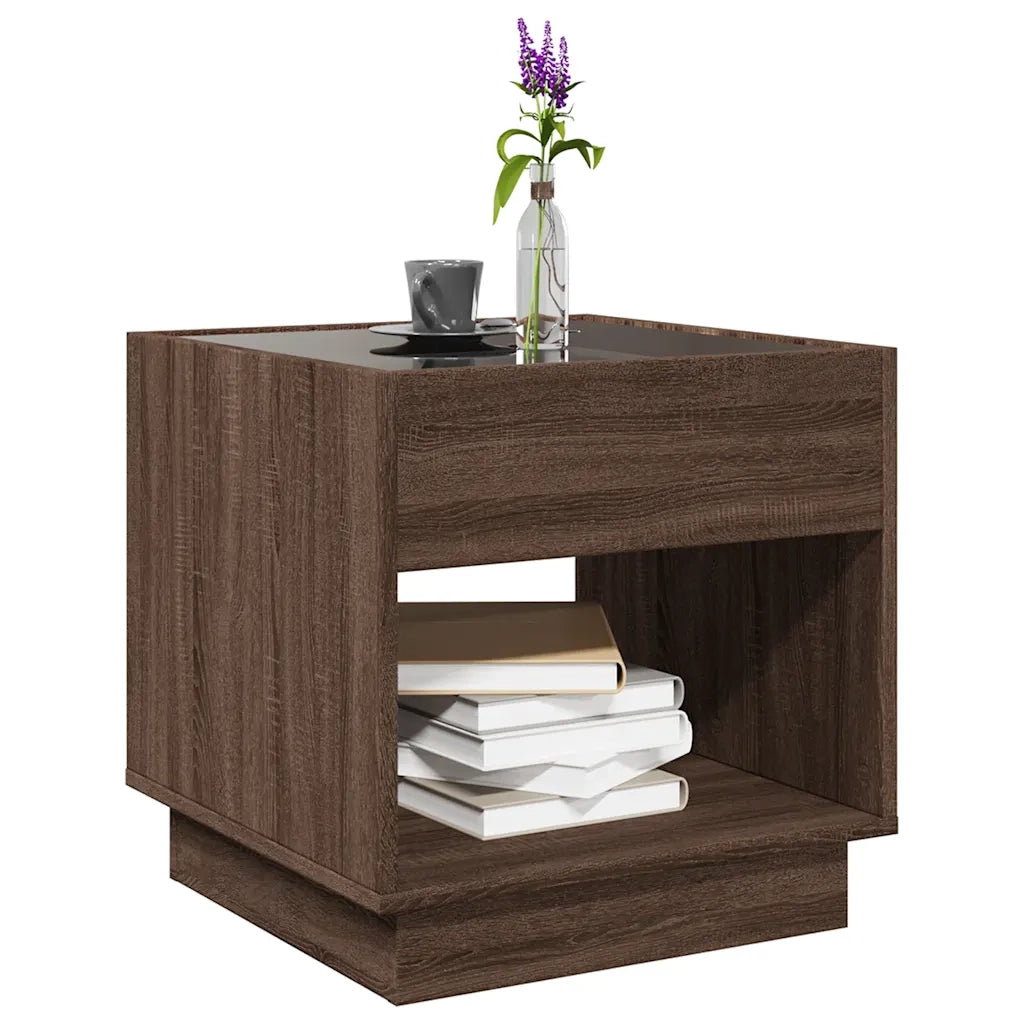 Tavolino da Salotto con LED Infinity Rovere Marrone 50x50x50 cm 847657