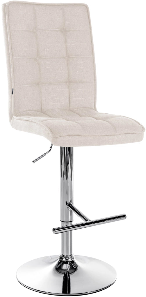 Sgabello da bar Peking in tessuto crema,cromo