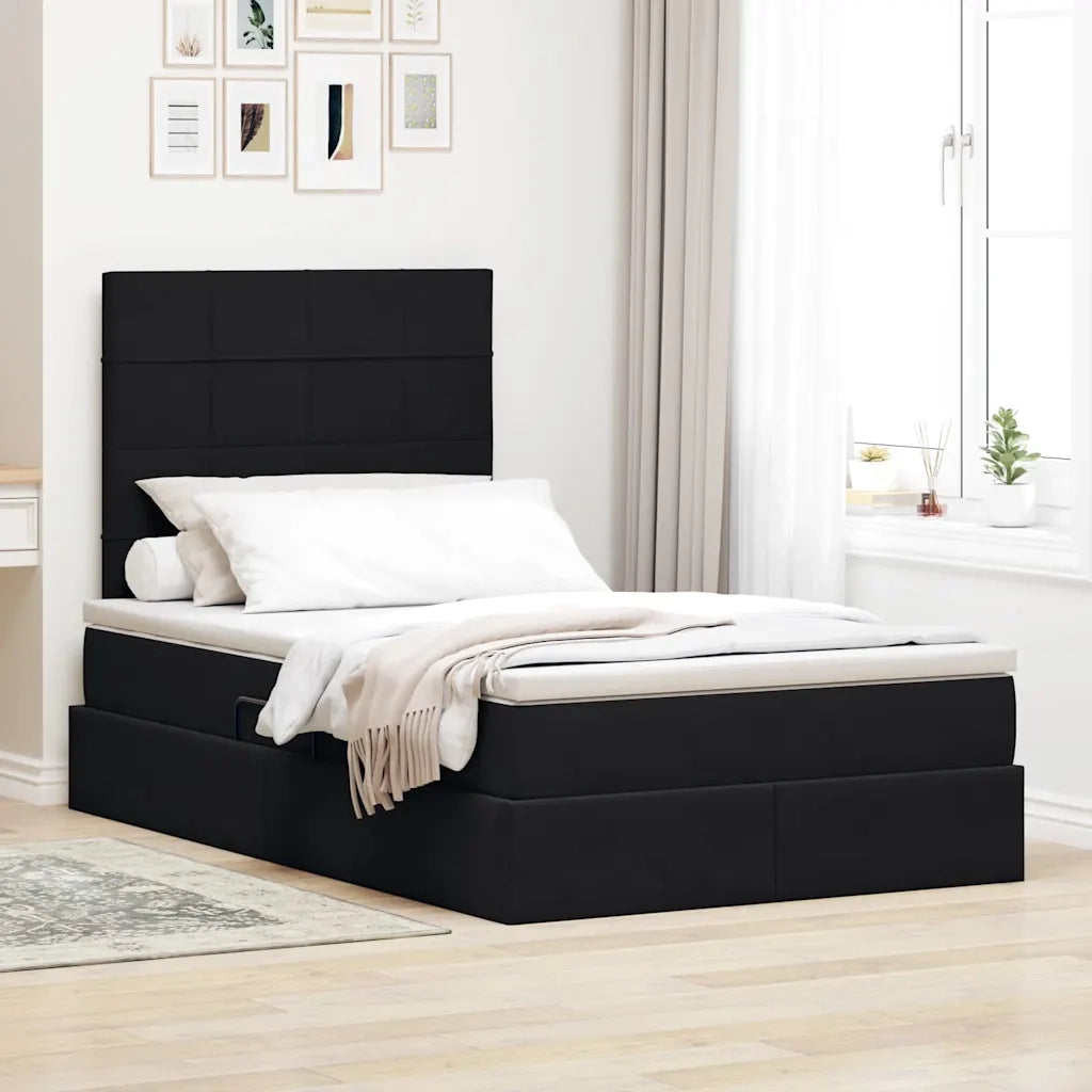 Letto con contenitore e materasso Nero 120 x 200 cm Velluto
