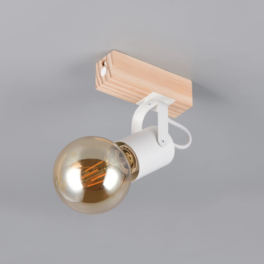 SPOT E27 LYNAR 17CM BIANCO/LEGNO