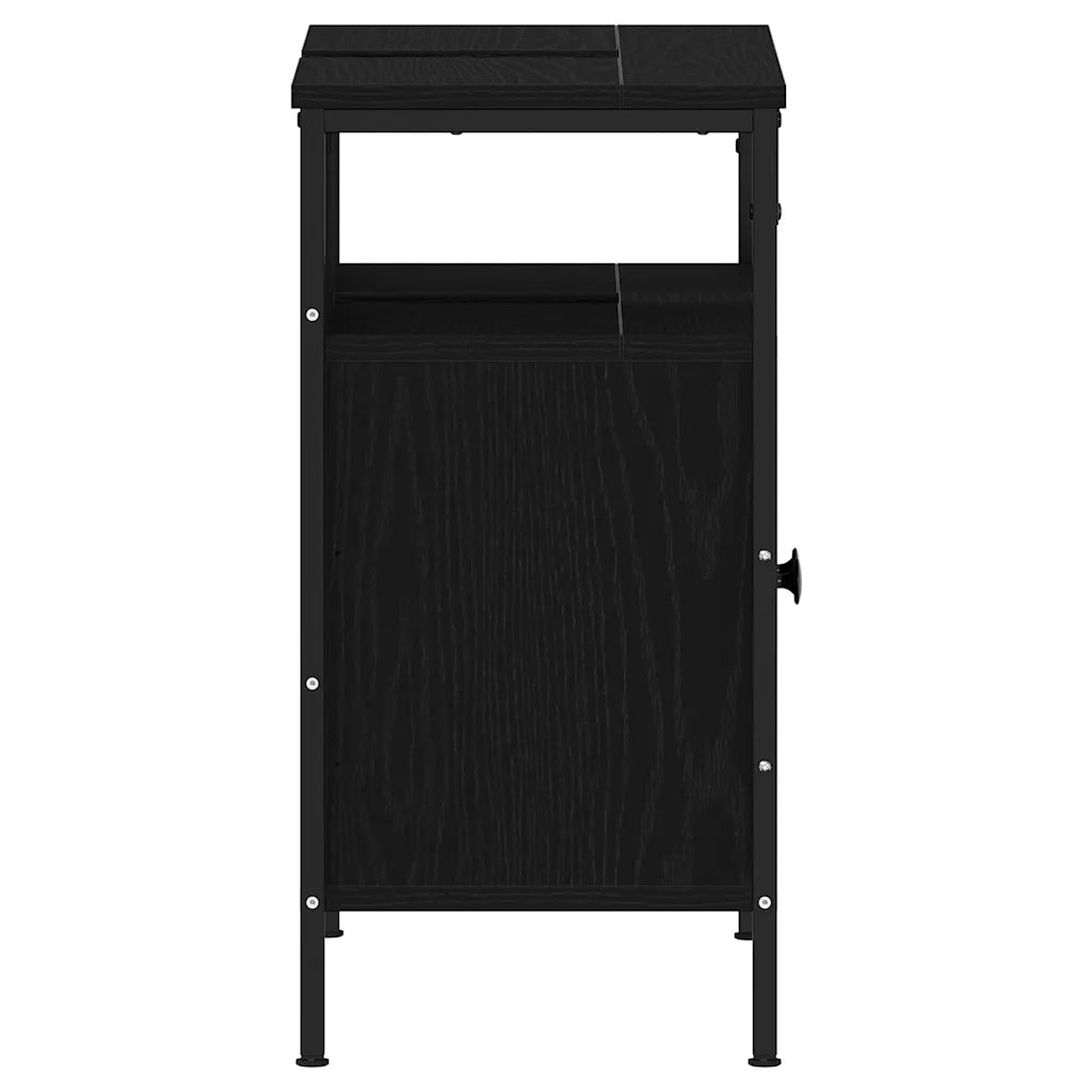Mobile Lavabo Bagno-Armadietto da bagno Rovere Nero 60x30x60cm Legno Multistrato