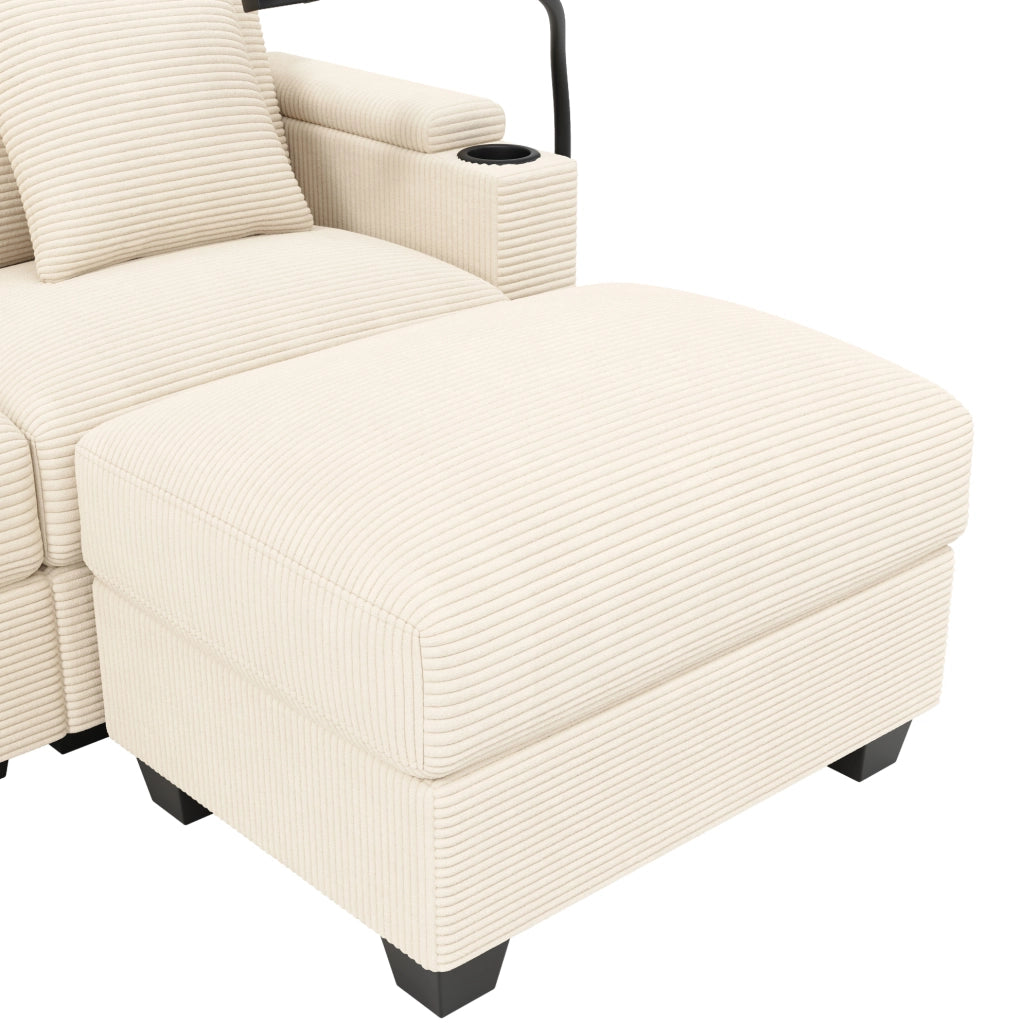 Divano modulare ad angolo in corduroy beige 275;5 x 139 x 87 cm con USB e USB-C