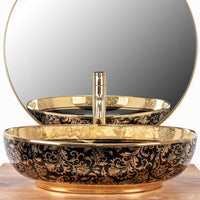 Lavabo Da Appoggio Rea Margot Black / Gold