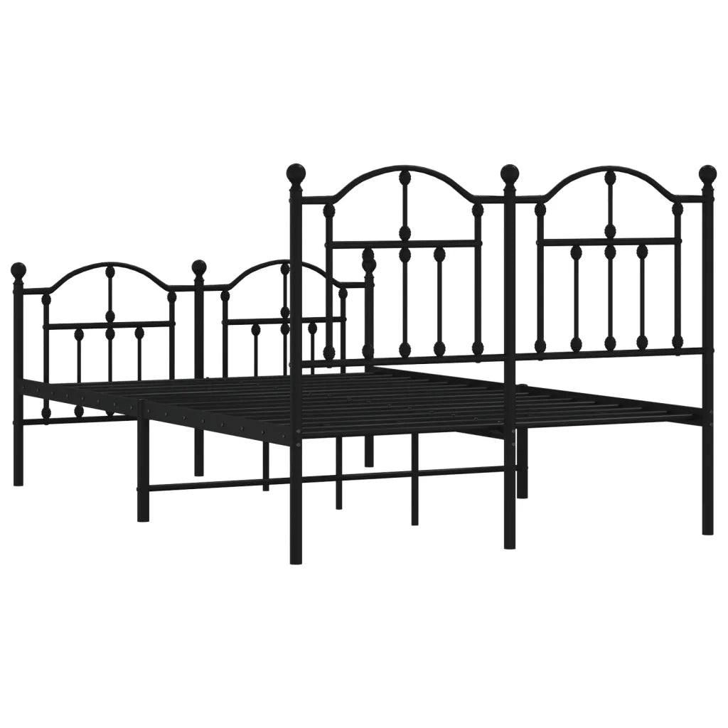 Giroletto con Testiera e Pediera-Struttura Letto Metallo Nero 120x190 cm 376842