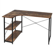 Tavolo da ufficio Tavolo per computer con 2 ripiani di archiviazione, Tavolo per PC con archiviazione 120x74x71,5cm, Nero + legno vintage