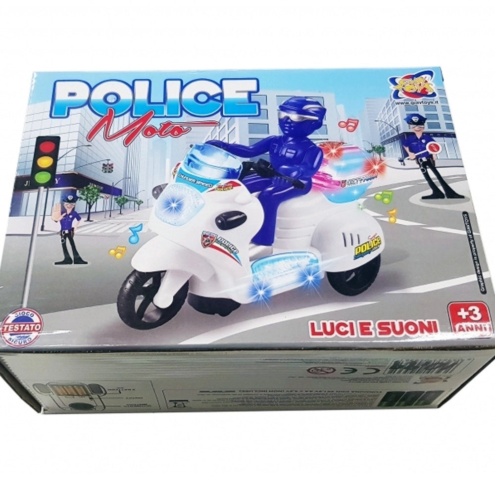 Trade Shop - Moto Motocicletta Poliziotto Con Led Luci Suoni Pilota Police Speed Gioco Bimbo -