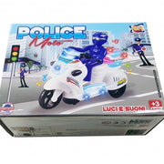 Trade Shop - Moto Motocicletta Poliziotto Con Led Luci Suoni Pilota Police Speed Gioco Bimbo -