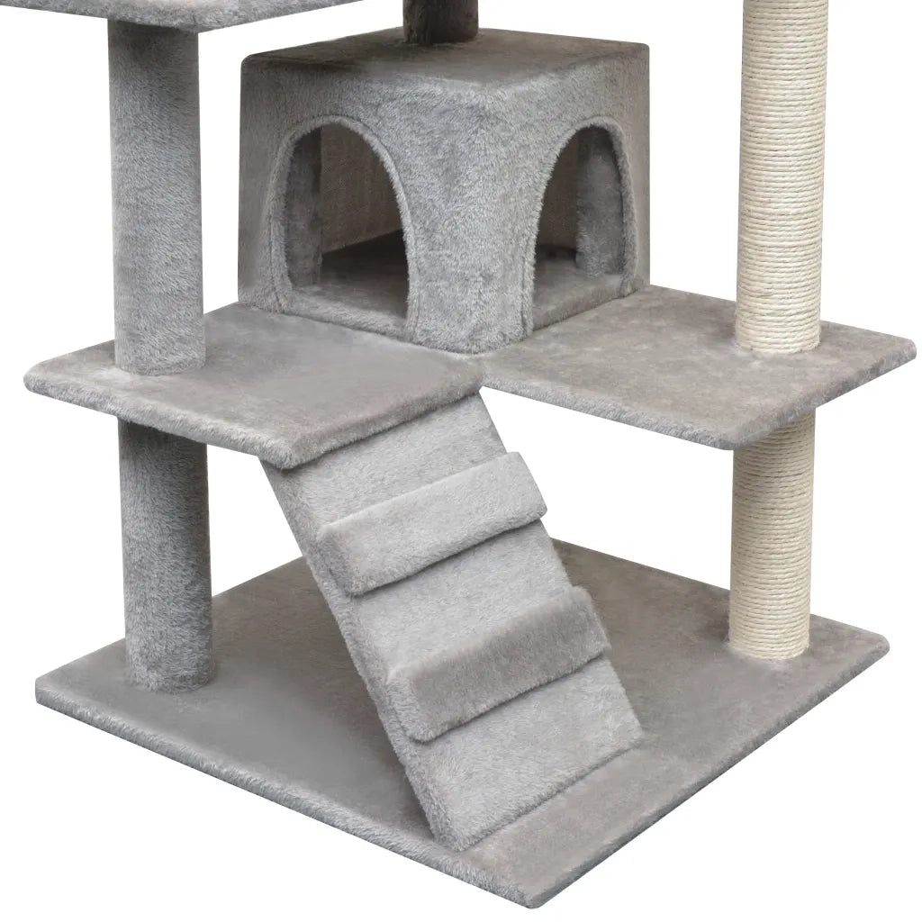 Albero per Gatti con Tiragraffi in Sisal 125 cm Grigio 170475