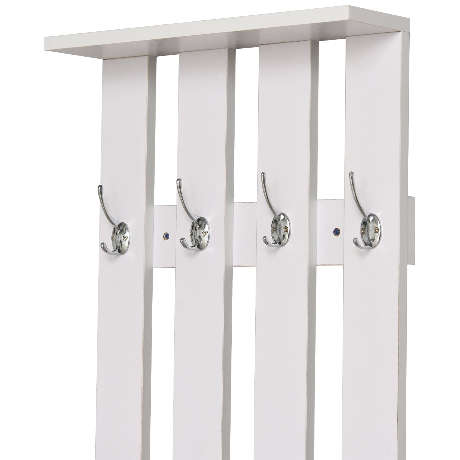 Mobile Ingresso con Scarpiera e Appendiabiti in Legno Bianco Opaco 100x32x187 cm