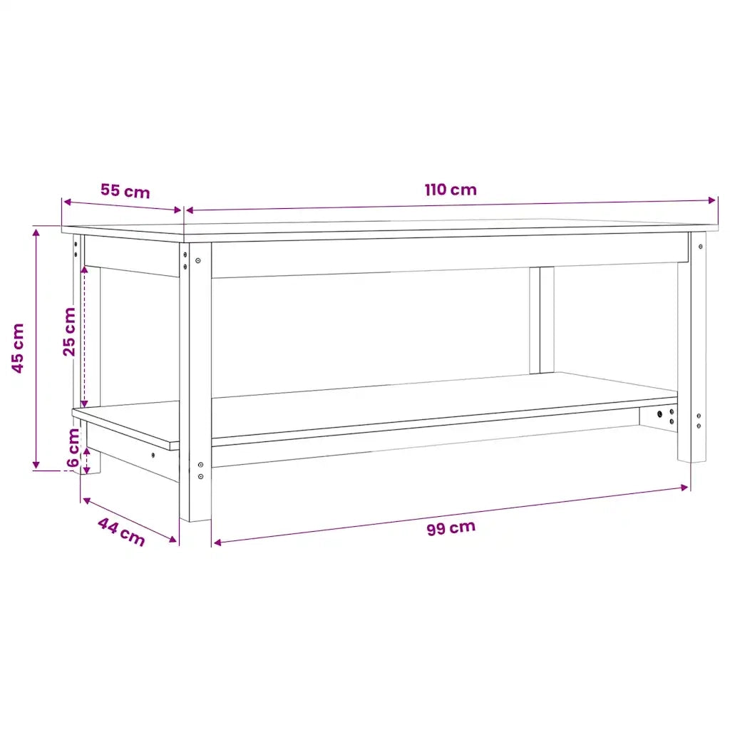Tavolino da salotto | Tavolino da caff¨¨ | Tavolino da Soggiorno Ambra 110x55x45 cm Legno Massello di Pino