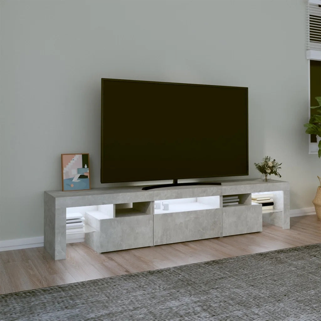 Mobile Porta TV con Luci LED Grigio Cemento 200x36,5x40 cm 3152813