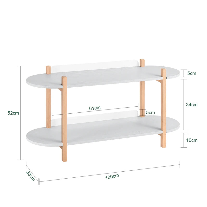 SoBuy Libreria multifunzionale Scaffale con 2 ripiani Tavolino da Caffè Portaoggetti salvaspazio Grigio 100 x 33 x 52 cm HSTR01-HG