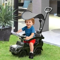 Macchina a Spinta per Bambini 12-36 Mesi con Licenza Mercedes, Tettuccio e Maniglia di Spinta, 85.5x40.5x95 cm, Nero