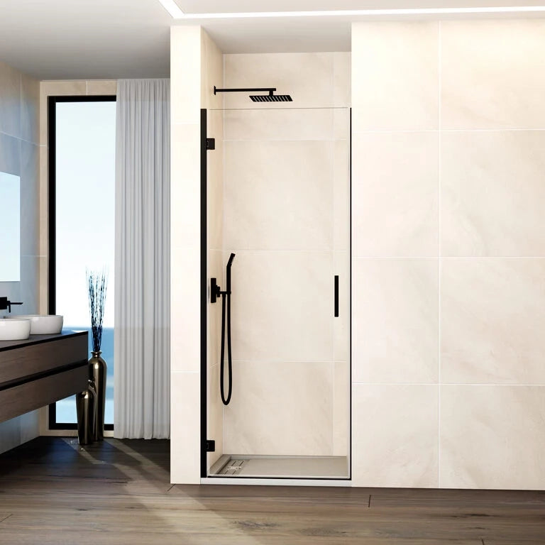 Box doccia frontale GLASS 1 porta battente 75 cm (73,2-75,2) nero trasparente
