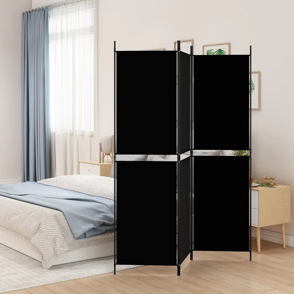 Divisorio Ambienti | Divider per stanze | Paravento a 3 Pannelli Nero 150x180 cm in Tessuto