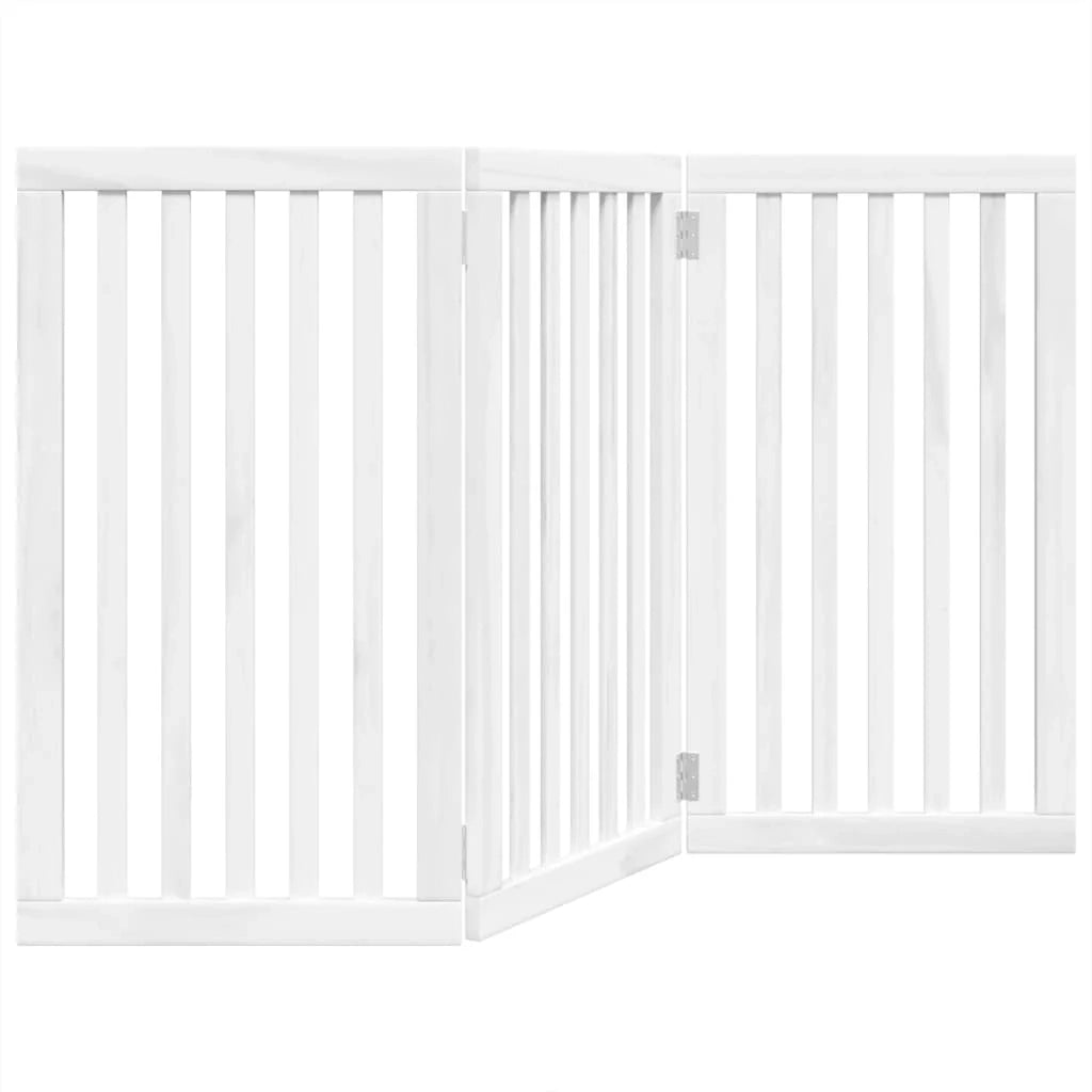 Cancelletto di sicurezza pieghevole per cani a 3 pannelli 150 cm legno di pioppo bianco 02_0023071