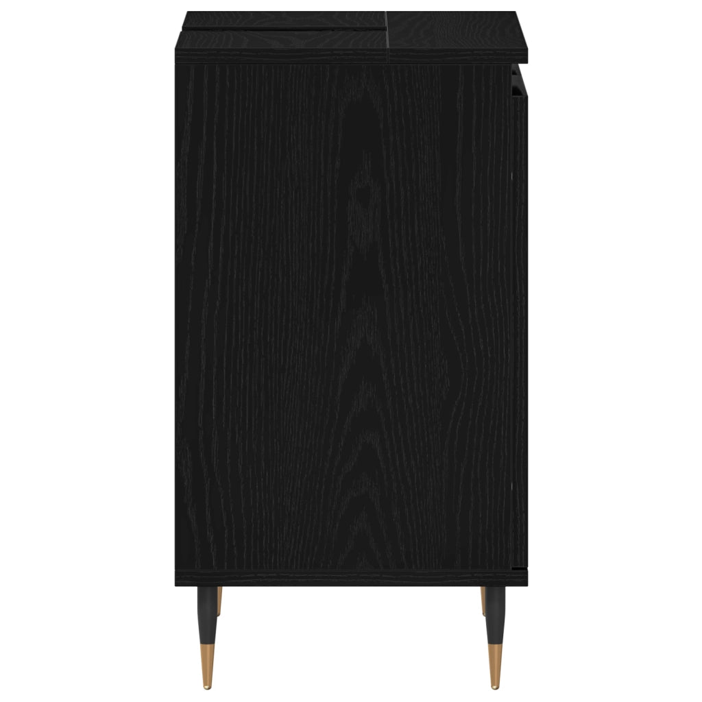 Mobile Lavabo da Bagno Rovere Nero 58x33x60 cm Legno Ingegnerizzato