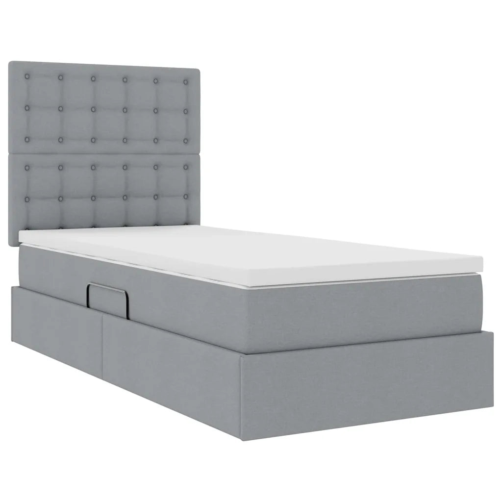 Letto con contenitore e materasso Grigio chiaro 90 x 200 cm