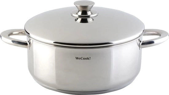 Pentola bassa in acciaio inossidabile 22 cm con coperchio