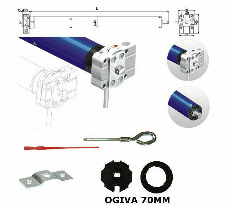 MOTORE AUTOMAZIONE TENDA DA SOLE 100 Kg 50nm MANOVRA EMERGENZA SBLOCCO MANUALE