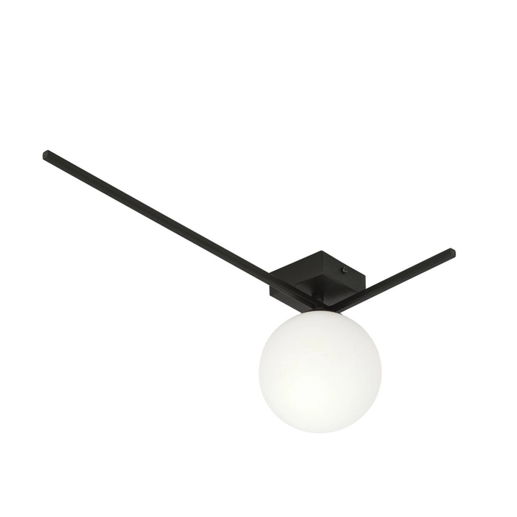 Lampada da soffitto IMAGO in acciaio nero e vetro opalino