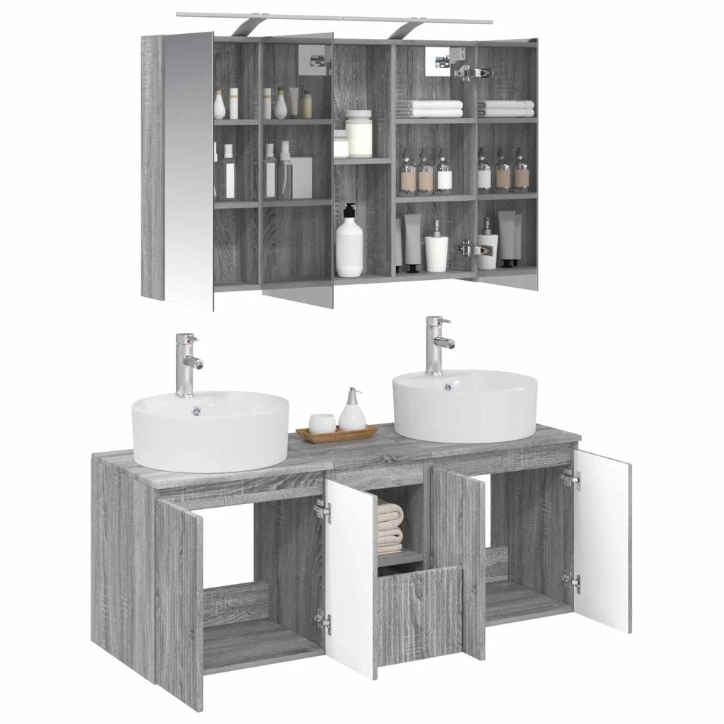 Set di Armadi da Bagno 4 pcs Sonoma grigio Legno ingegnerizzato 3406460