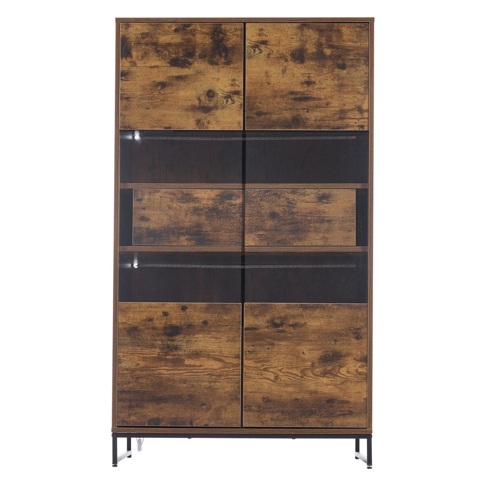 Vetrina con LED e Cassetti ¨C MINIMAL ¨C Nero/Legno, 80x40x138