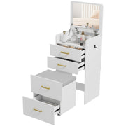 Scrivania con specchio e sgabello ¨C Zephmum ¨C Bianco 48x40x90 cm