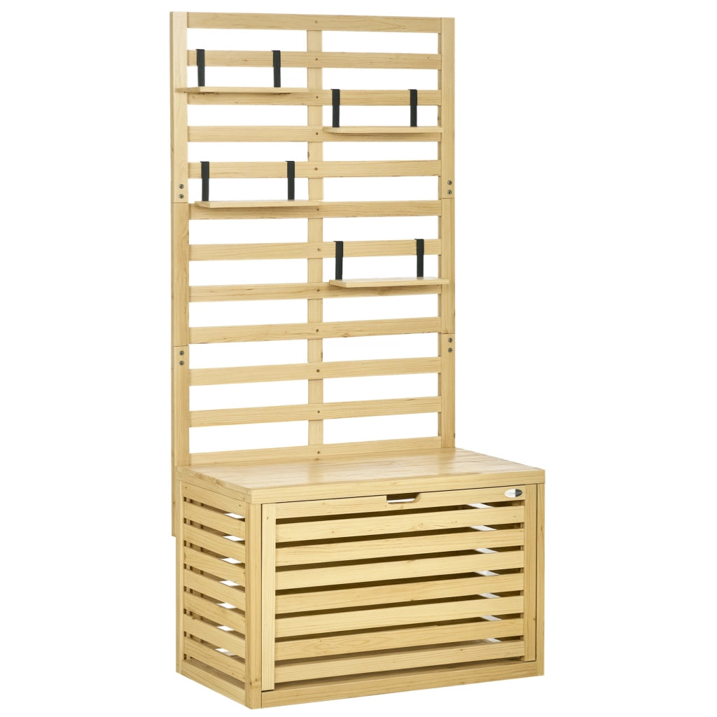 Cassapanca da Giardino in Legno con Traliccio e Ripiani ¨C Minimal ¨C 80x45x160 cm