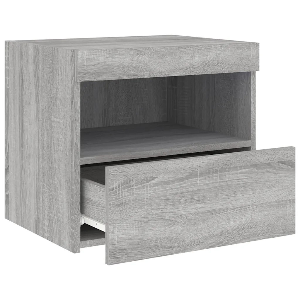 Comodino con Luci LED Grigio Sonoma 50x40x45 cm 836773
